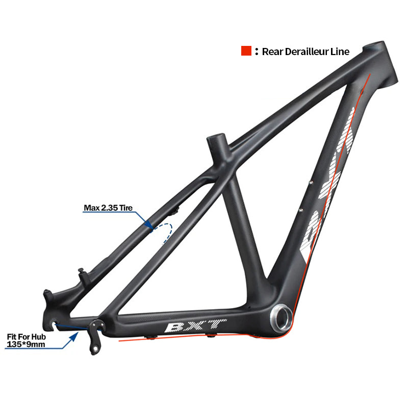 BXT 26er Full Carbon Mountain Bike Frame 14inch Disc Brake Carbon Fiber MTB Frame 3K Weave 26inch Mountain Bicycle Carbon Frame 26er