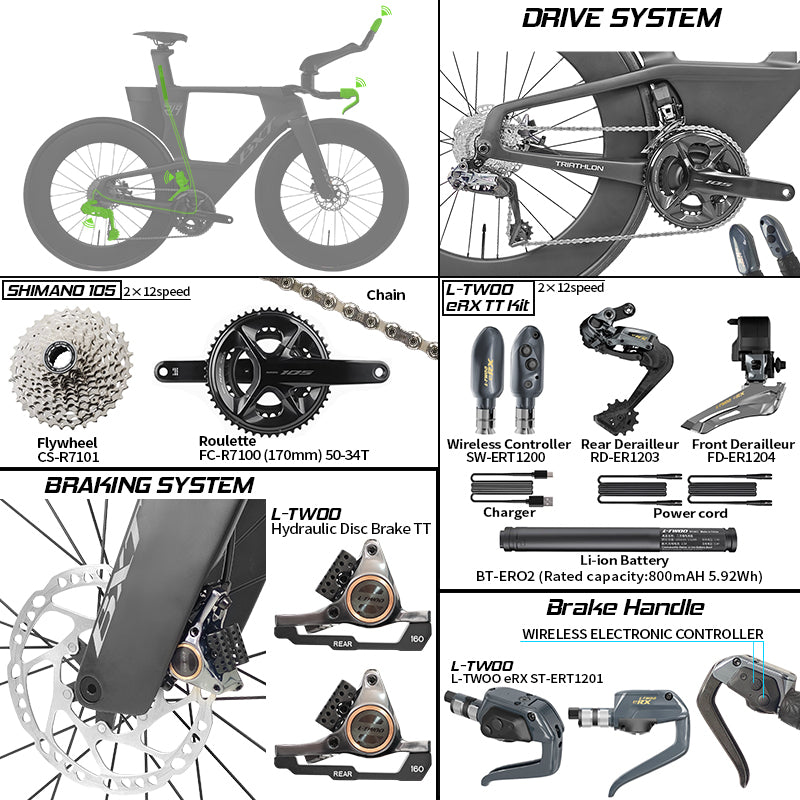 BXT -TT-219 New Carbon Time Trial/Triathlon Bike Carbon Fiber Bikes Road Bike LTWOO ERX 24 Speeds TT Bicycle
