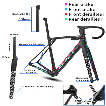 BXT 2026 New Ultralight 900g T1000 Carbon Road Bike Frameset with Disc Brakes, Flat-Mounted Disc Brake, T47, 700x32C BXT Road Bike Frame