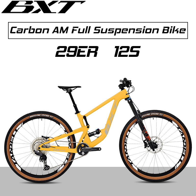 BXT Carbon Fiber 29er M6100-12S Hydraulic Disc Brake AM Full Shock Soft Tail Carbon Fiber Mountain Bike MTB With Suspension Seat Tube