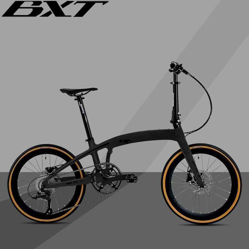 BXT New Carbon Folding Bike 20 Inch Foldable Bike Shimano 105 R3000 9-Speed Disc Brake Bicycle Student Adult Cycling Folding Mountain Bike