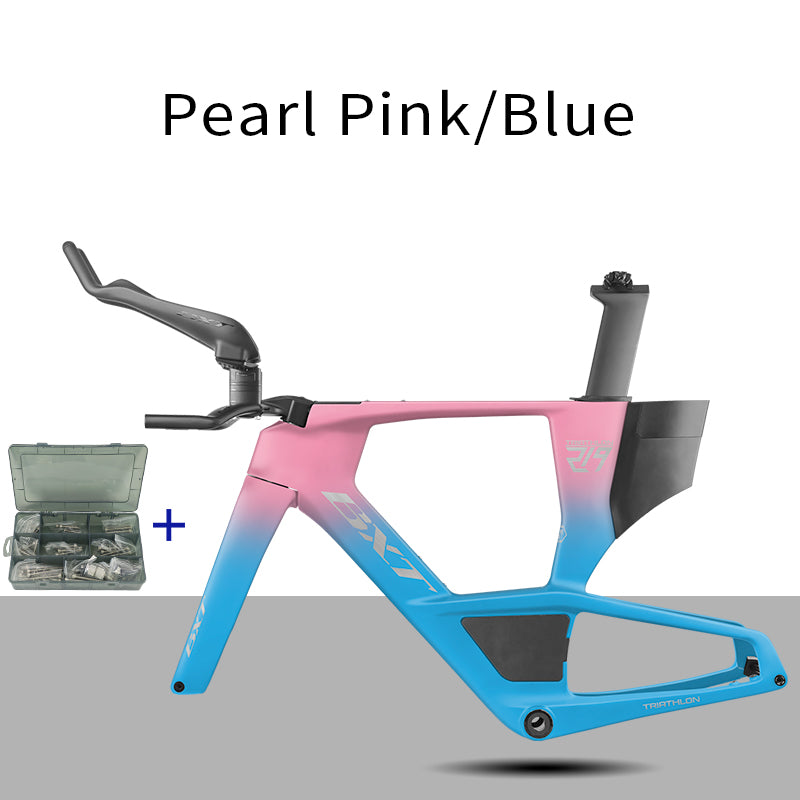 BXT 2026 New Carbon Fiber Triathlon Bike Frame Set with TT Handlebars, TT Track Aerial Handlebars, and Bicyele Disc Brakes.