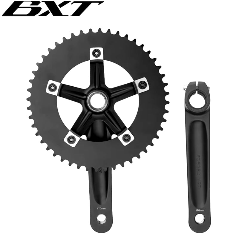 BXT Bicycle Crankset 170mm 48T/51T/56T Aluminum Alloy Bike Cranks Gear Crank BCD144mm Single Speed Fix Gear Bicycle TRACK BIKE Chainwheel