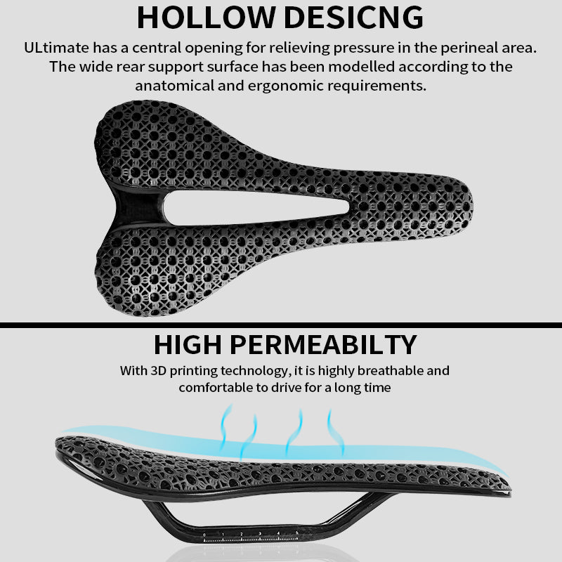 BXT 3D Printed Bike Saddle Ultralight Carbon Fiber Hollow Comfortable Breathable MTB Gravel Road Bicycle Cycling Seating Parts