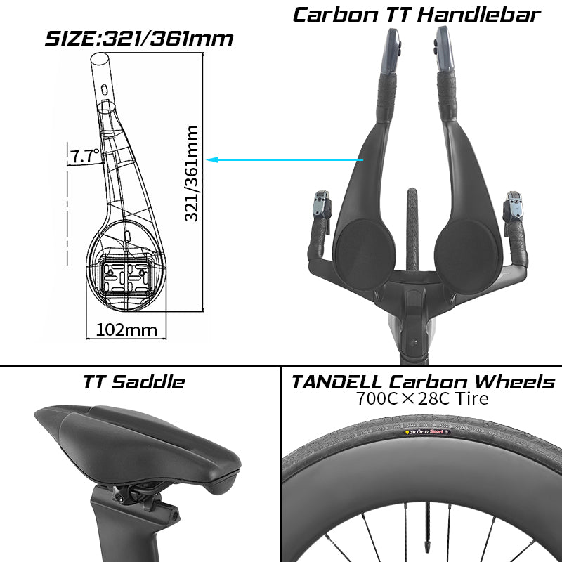 BXT -TT-219 New Carbon Time Trial/Triathlon Bike Carbon Fiber Bikes Road Bike LTWOO ERX 24 Speeds TT Bicycle