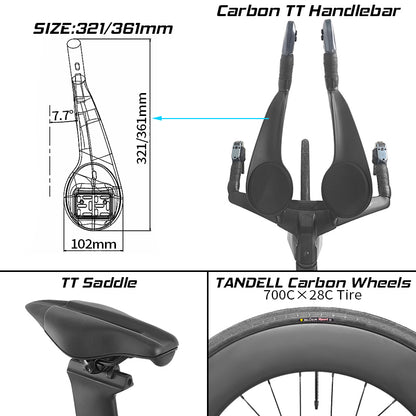 BXT -TT-219 New Carbon Time Trial/Triathlon Bike Carbon Fiber Bikes Road Bike LTWOO ERX 24 Speeds TT Bicycle