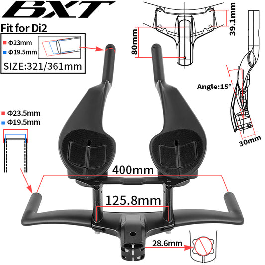 BXT Triathlon TT Handlebar Aero Handlebar Integrated Carbon For TT Bike Time Trial Handlebar TT Bar