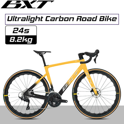 BXT NEW Full Carbon Road Bike Lightweight 8.2kg Carbon Wheels Hydraulic Disc Brake Racing Cycling R7120 Kit