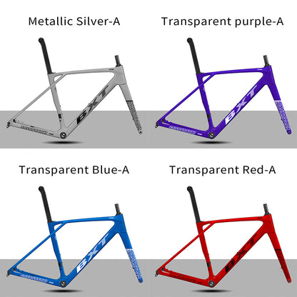 BXT New Ultralight 900g Carbon Road Bike Frameset with Disc Brakes, Flat-Mounted Disc Brake, 700x32C Semi-Hidden External Wiring