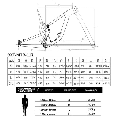 BXT Newset Travel 150mm UHD Rear hanger Carbon Suspension Frames All Mountain Full Carbon VPP MTB Frame  29er Boost 148x12mm