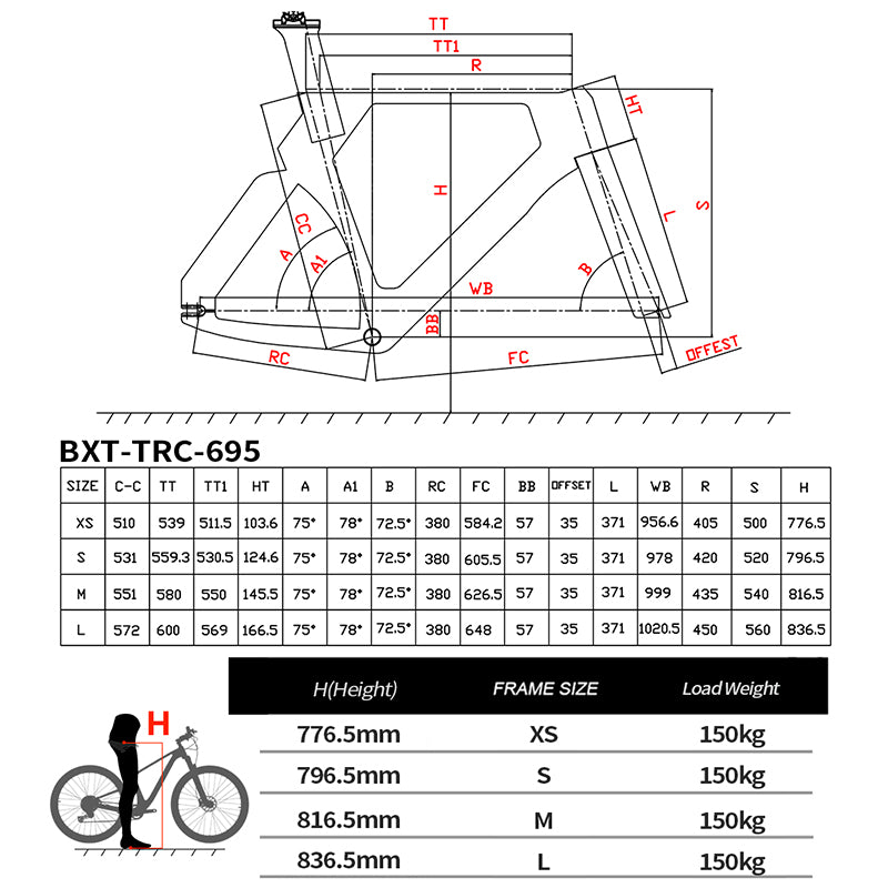 BXT-695 Track Frame Full Carbon EPS Racing Tracking bike Frameset Fixed Gear bike frame Single speed 700*28C