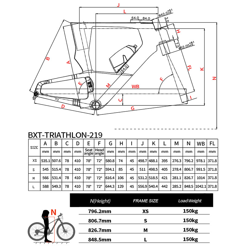 BXT -TT-219 New Carbon Time Trial/Triathlon Bike Carbon Fiber Bikes Road Bike LTWOO ERX 24 Speeds TT Bicycle