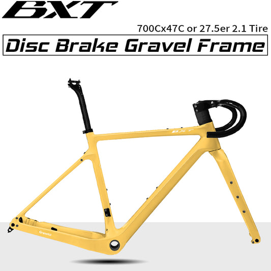 BXT Carbon Gravel Frame Flat Mount Disc Brake 700C*47C Full Hidden Cable Gravel Bicycle 12° Flare Handlbar Gravel Bike Frameset Road Bike