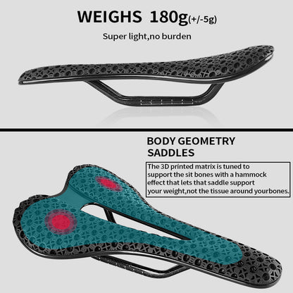 BXT 3D Printed Bike Saddle Ultralight Carbon Fiber Hollow Comfortable Breathable MTB Gravel Road Bicycle Cycling Seating Parts