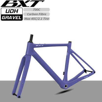 BXT Carbon Gravel Bike Frame UDH Internal Cable Fully Hidden Cable Gravel Bicycle Frameset Road Bike Disc Brake