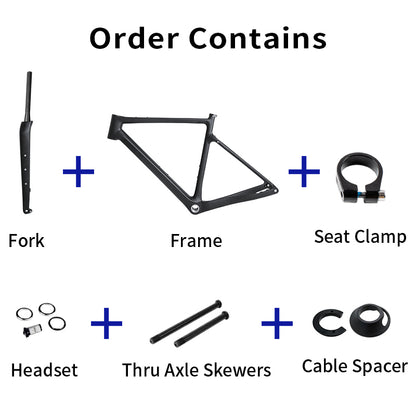 BXT New Carbon Gravel Bike Frame Disc Brake 27.5er  Fully Hidden Cable Bicycle Fantasy frameset 700C Thru Axle