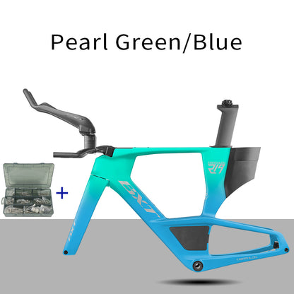 BXT 2026 New Carbon Fiber Triathlon Bike Frame Set with TT Handlebars, TT Track Aerial Handlebars, and Bicyele Disc Brakes.