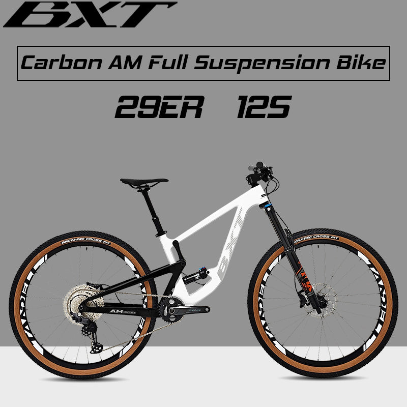 BXT Carbon Fiber 29er M6100-12S Hydraulic Disc Brake AM Full Shock Soft Tail Carbon Fiber Mountain Bike MTB With Suspension Seat Tube