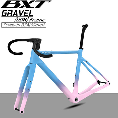 BXT Gravel Carbon Fiber Bike Frame UDH Road Bike Disc Brake Bicycle Frameset 700x45C T1000 Carbon Fiber