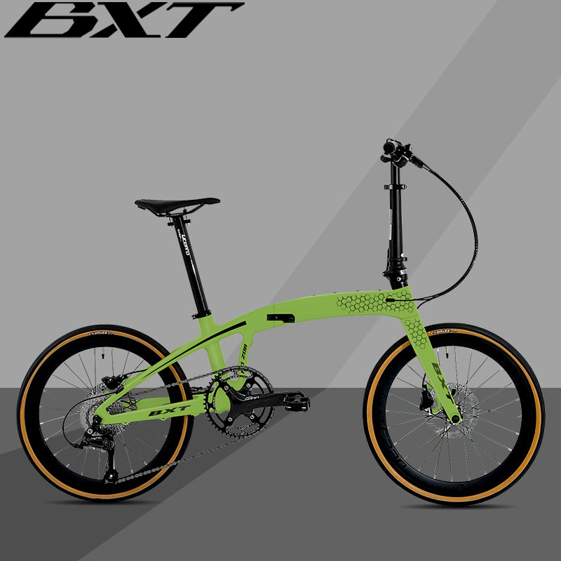 BXT Full Carbon Folding Bike 20 Inch Foldable Bike 9-Speed Disc Brake Carbon Folding Bicycle