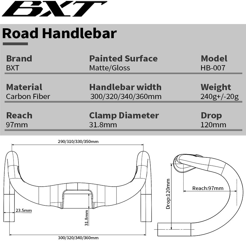 BXT Carbon Fiber Small size Inside Road Handlebar Track Cycling Handle Sprint Match Bicycle Handlebar TT Bike Handlebar Fixed Flared/Swing-Out Gravel Handlebars