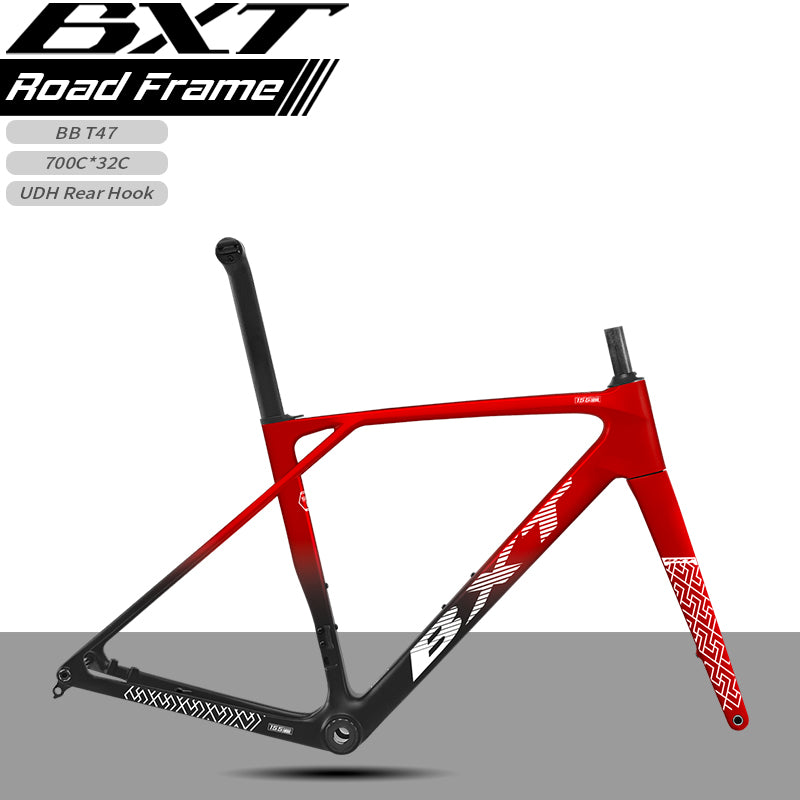 BXT Carbon Road Bike Frame T1000 Carbon Fibre Road Frameset Flat-Mounted Disc Road Frame fit Mechanical& Di2