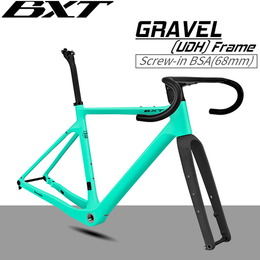 BXT Road Bicycle Frame Gravel Frame UDH Carbon 700C Flat Mount Disc Brake With Carbon Fork and Handlebar Thru Axle 12x142mm