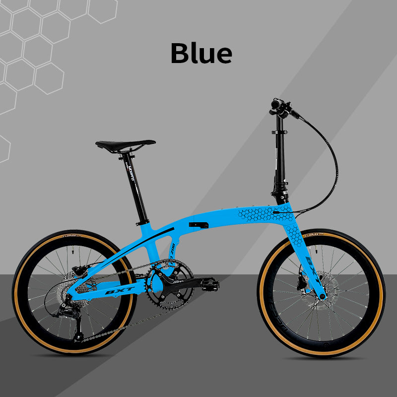 BXT New Carbon Folding Bike 20 Inch Foldable Bike Shimano 105 R3000 9-Speed Disc Brake Bicycle Student Adult Cycling Folding Mountain Bike