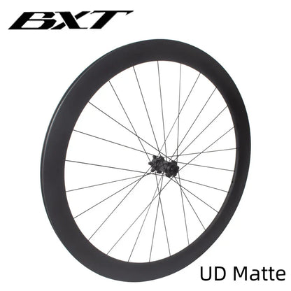 BXT 700C Carbon Road Bike Wheels Black Matte/Glossy Lightweight Full Carbon Fiber Road Bicycle Disc Brake Wheels