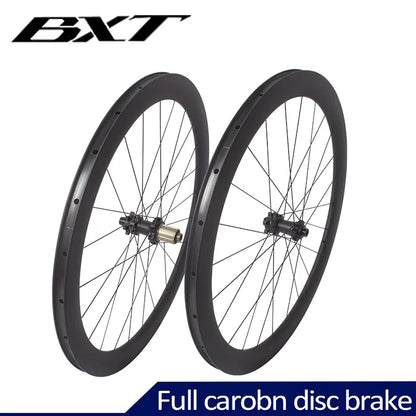 BXT 700C Carbon Road Bike Wheels Black Matte/Glossy Lightweight Full Carbon Fiber Road Bicycle Disc Brake Wheels