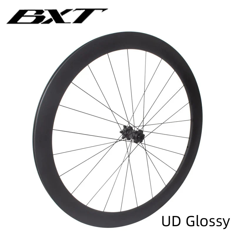 BXT 700C Carbon Road Bike Wheels Black Matte/Glossy Lightweight Full Carbon Fiber Road Bicycle Disc Brake Wheels