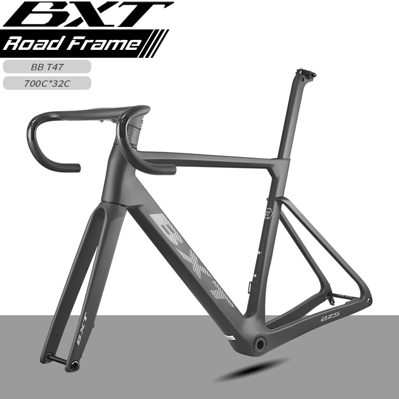 BXT-Ultralight Carbon Road Bike Frame, Flat-Mounted Disc Brake, 140mm ...
