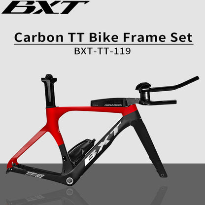 BXT Carbon Road Bike TT Frameset Time Trial Racing Bike Frame Rese TT Handlebar Bottle Cage Storage Case Triathlon Bicycle Frameset