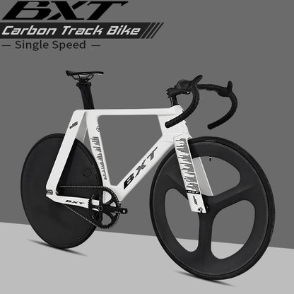 BXT -TRC-195 Carbon Fiber Fixed Gear Bike, Single Speed Track Fixie Bicycle Carbon Frameset Carbon Fork and Seatpost Track Bicycle Track carbon fiber wheels
