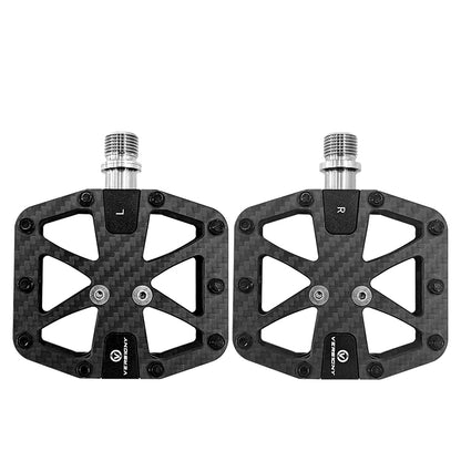 BXT Ultralight T700 Carbon Fiber Bicycle Pedals Titanium Axle 3 Bearings Pedals MTB Road Bike Lightweight Flat Pedals