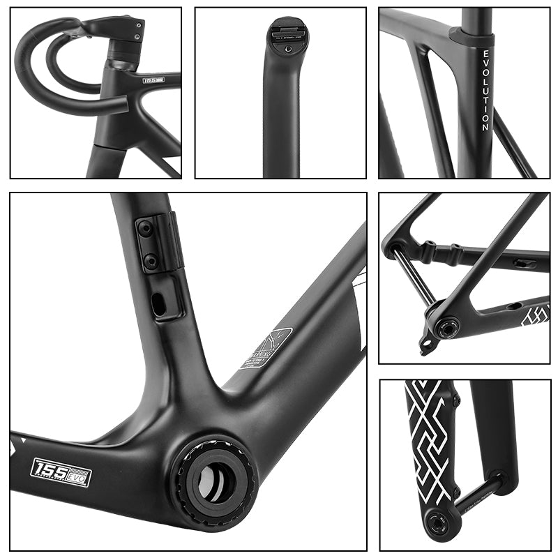 BXT 2026 New Ultralight 900g T1000 Carbon Road Bike Frameset with Disc Brakes, Flat-Mounted Disc Brake, T47, 700x32C BXT Road Bike Frame