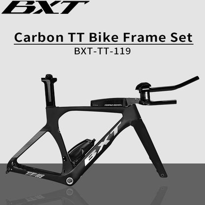 BXT Carbon Road Bike TT Frameset Time Trial Racing Bike Frame Rese TT Handlebar Bottle Cage Storage Case Triathlon Bicycle Frameset