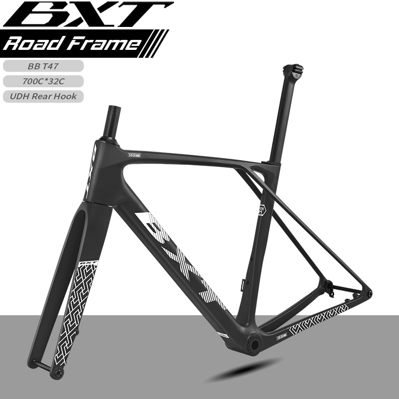 BXT 2025 New T1000 Carbon Road Bike Frame Carbon Fibre Road Frame Flat-Mounted Disc Brake Frame fit Mechanical& Di2