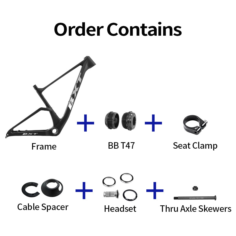 BXT New Carbon Fiber Frame MTB 29er Thru-Axle  Boost 148x12mm Carbon Mountain Disc Bike frame use Screw-in T47 (73mm) UDH hanger