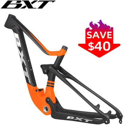 BXT-29er Carbon Full Suspension Mountain Frame, BSA Carbon Frame, XC MTB Frames, Travel 100mm Boost, Thru Axle, 142x1 2/148x12mm