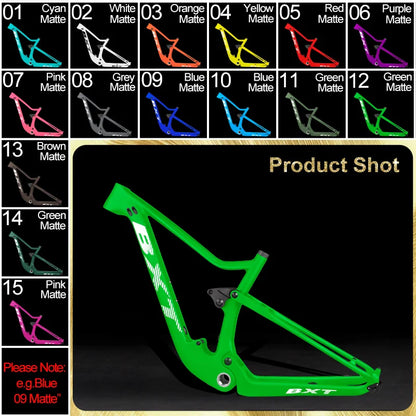 BXT-29er Carbon Full Suspension Mountain Frame, BSA Carbon Frame, XC MTB Frames, Travel 100mm Boost, Thru Axle, 142x1 2/148x12mm