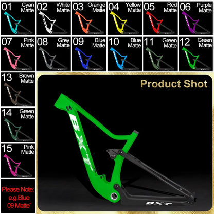 BXT-29er Carbon Full Suspension Mountain Frame, BSA Carbon Frame, XC MTB Frames, Travel 100mm Boost, Thru Axle, 142x1 2/148x12mm