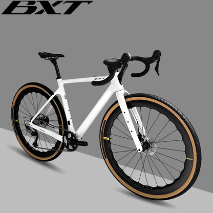 BXT 700C Gravel Bike Carbon Fiber Bicycle SHIMANO GRX-600 2x11 Speeds Carbon Wheels + Carbon Handlebar Gravel Road Bike Completed