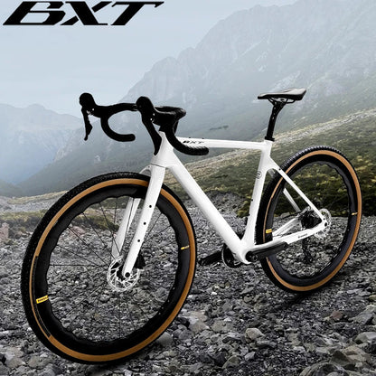 BXT 700C Gravel Bike Carbon Fiber Bicycle SHIMANO GRX-600 2x11 Speeds Carbon Wheels + Carbon Handlebar Gravel Road Bike Completed