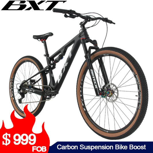 BXT Carbon Suspension Bike 29er Plus Crabon Mountain Bicycles XC Full Suspension Free Shipping