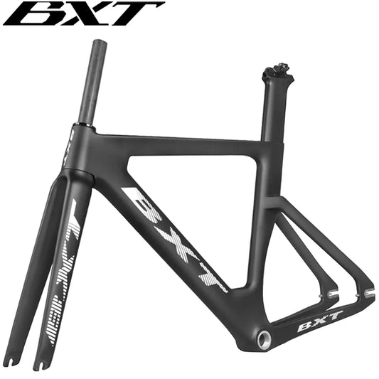 BXT Carbon Track Frame Maximum size 60cm BSA Fiber Racing Tracking bike Frameset Fixed Gear bike frame 120*9mm rear tail hook Bicycle Parts