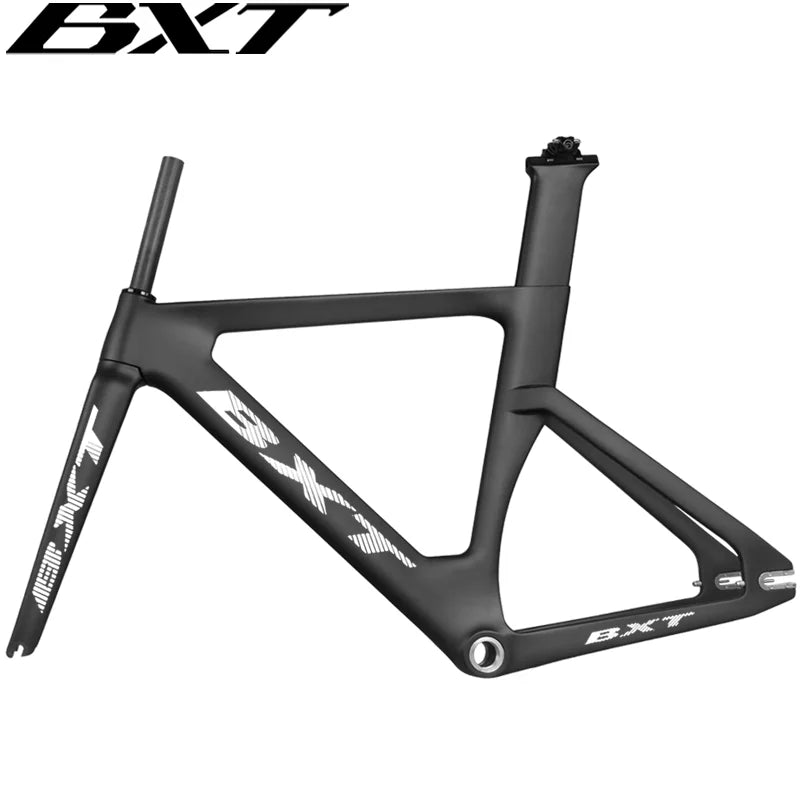 BXT Carbon Track Frame Maximum size 60cm BSA Fiber Racing Tracking bike Frameset Fixed Gear bike frame 120*9mm rear tail hook Bicycle Parts