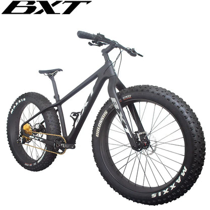 BXT Full Carbon Fiber Fat Bike 26er, Snow Bike, 1*12S Carbon Frame and Fork, BSA16, 18in, 26er * 4.8 Bicycle, New