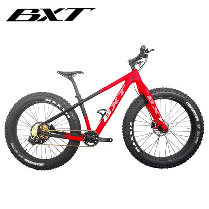 BXT Full Carbon Fiber Fat Bike 26er, Snow Bike, 1*12S Carbon Frame and Fork, BSA16, 18in, 26er * 4.8 Bicycle, New