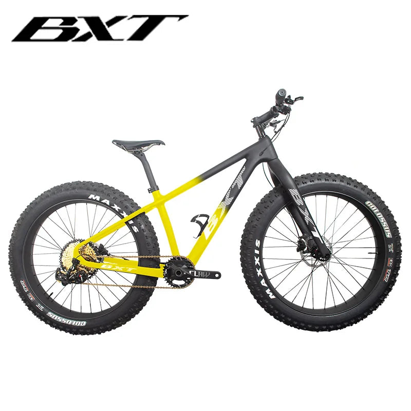 BXT Full Carbon Fiber Fat Bike 26er, Snow Bike, 1*12S Carbon Frame and Fork, BSA16, 18in, 26er * 4.8 Bicycle, New